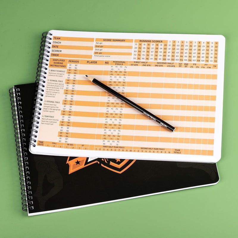INKNOTE 2Pcs Basketball scorebook with Build Page 50 Games Basketball Stats Book 14.4 x 9inch Side by Side Coach and Referee scorebook for High School Middle School Little League for Scorekeepers - Image 5